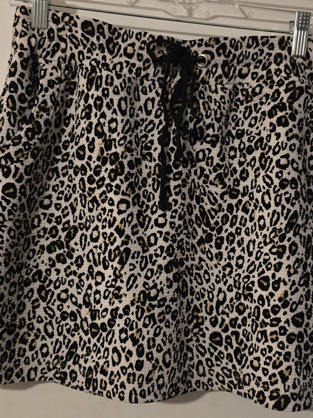 Attyre Leopard Print Drawstring Skort - Black, Tan, Cream
